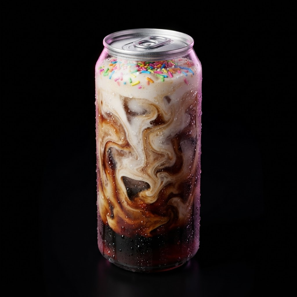 Cupcake Frenzy — Root beer with cupcake, vanilla & caramel, a white chocolate cold foam and a caramel drizzle.
