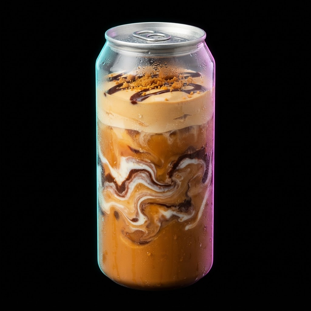 Cookie Jar — Chai with white chocolate, a chocolate drizzle, cookie butter and a caramel cold foam.