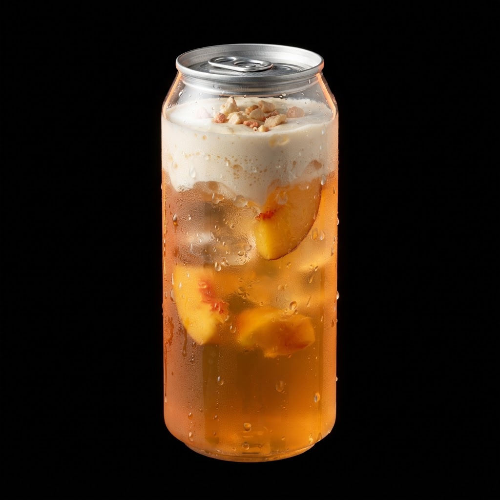 Peachy Keen — Lemonade with peach & vanilla, a peach fruit purée, a vanilla cold foam and freeze-dried white peaches.